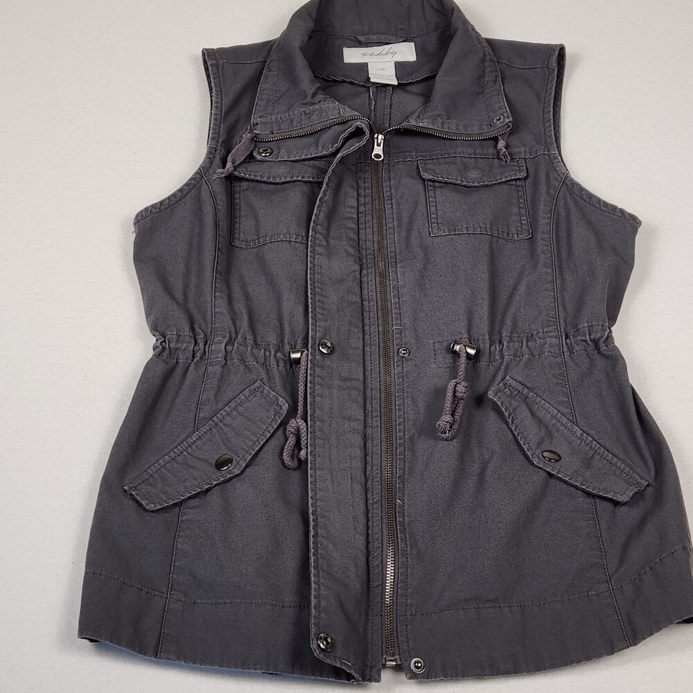 Sebby Gray Utility Vest Large 100% Cotton